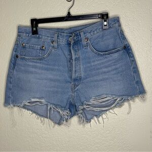 Levi's 501 Blue Jean Shorts Distressed Size 30